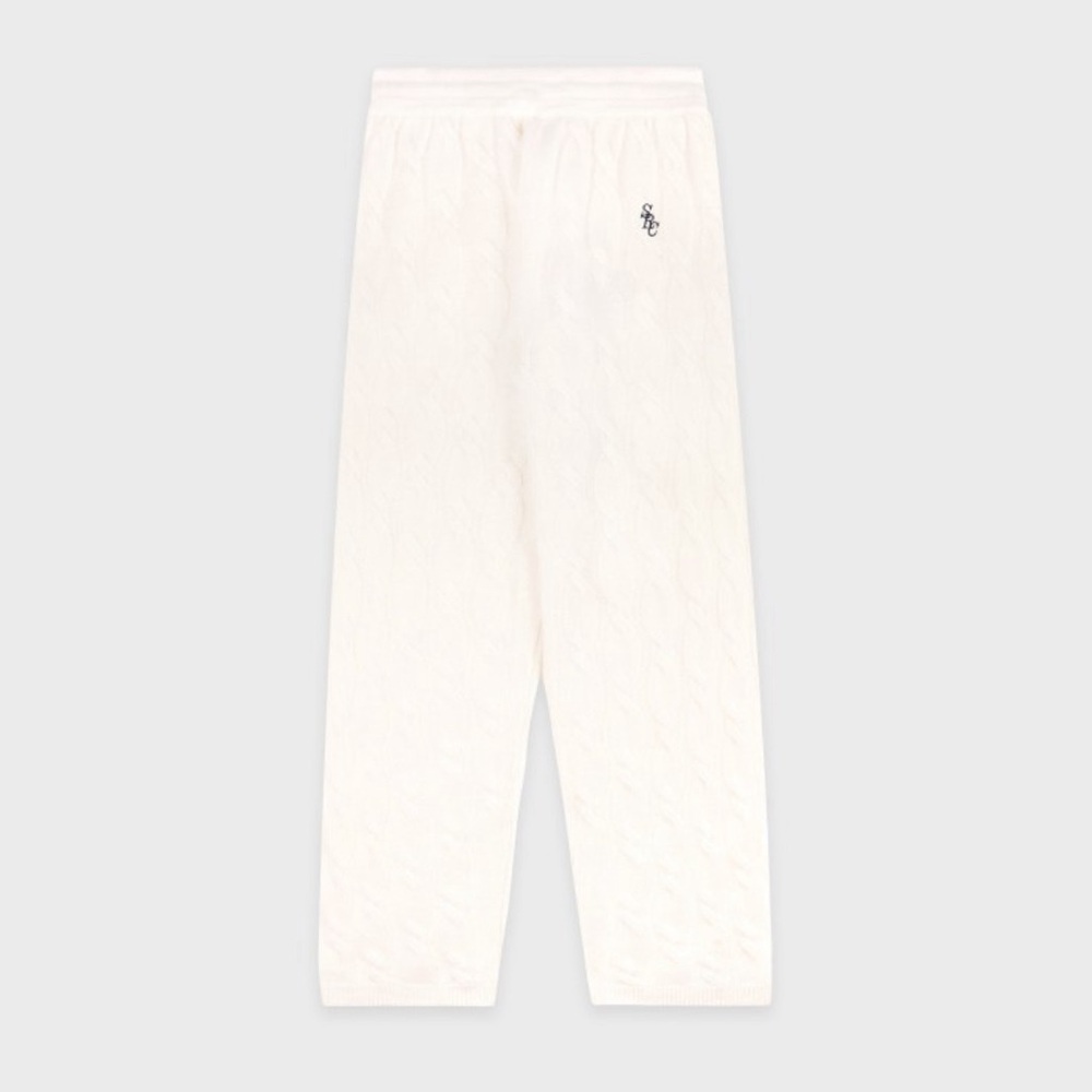 Sporty & Rich Cream Cable Knit Pant